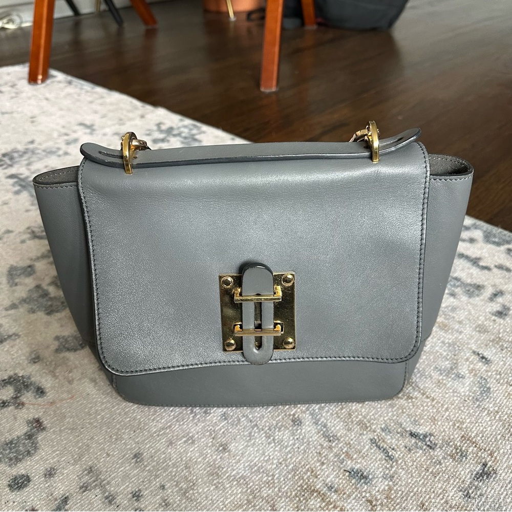 Sophie Hulme gray Leather Shoulder/crossbody Bag with Gold Accents